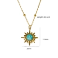 Golden sunburst necklace with turquoise stone and dimension specs of 20mm x 17.8mm - Sunburst Pattern - Amazonite (XBN260903-天河石-5)