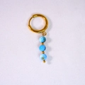 Boucles d'oreilles créoles dorées avec perles de pierre bleue taillées et or 14K - Style Pierre Facettée Bleu Clair (4) / Or/Bleu