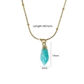 Amazonite hexagonal pillar pendant necklace with gold beaded chain for women - Hexagonal Column Light Blue Stone - Amazonite (XBN260903-天河石-9)