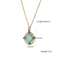 Golden stainless steel necklace with oval amazonite stone and blue zircon accents - Twisted Weave Oval Stone - Amazonite (XBN260903-天河石-10)