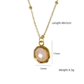 Gold stainless steel necklace with rose quartz pendant and small gold beads detail - Irregular Metal Base Rose Quartz (XBN260903-粉晶-2)