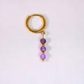 Pendientes de aro dorados con cuentas de piedra natural violeta y baño de oro 14K - Estilo de Cuentas Facetadas Púrpuras (9) / Dorado/Púrpura