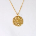 Collana con segno zodiacale Leone in acciaio inossidabile dorato 14K e cristalli - Leone