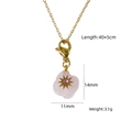 Gold chain necklace with pink clover pendant and star detail, size 14mm by 11mm - Pink Clover Star - Rose Quartz (XBN260903-粉晶-5)