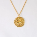 Collana segno zodiacale Ariete placcata oro 14K con disco martellato e zirconi colorati - Ariete