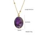 Vintage gold-plated necklace featuring an oval purple amethyst natural stone pendant - Oval Amethyst Edging - Amethyst (XBN260903-紫晶-1)