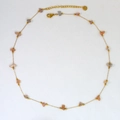 Detail of stainless steel necklace with natural colorful stones and lobster clasp closure - Pink Gray Natural Stone (3)