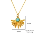 14K vergoldete Edelstahlkette mit Sonnenstrahl-Anhänger und blauem Amazonit-Stein - Große Sonne Radial Stil (XB253005)