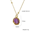 Gold stainless steel beaded chain necklace featuring an oval purple amethyst pendant - Oval Purple Gem Irregular Edging - Amethyst (XBN260903-紫晶-4)