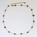 Detailed view of handmade stainless steel chain with natural brown stone beads and lobster clasp - Dark Brown Natural Stone (6)