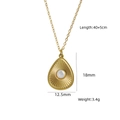 Golden teardrop pendant necklace with sunburst pattern and white pearl inlay - Teardrop Sunburst - White Shell (XBN260903-白贝-1)