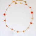Detail of handmade stainless steel gold chain necklace with natural orange agate stones - Orange Agate Stone (10)