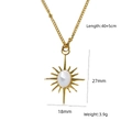 Golden sunburst starburst necklace with oval white shell pendant and adjustable chain - Sunburst Oval Mother of Pearl - White Shell (XBN260903-白贝-3)