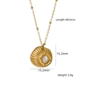 Gold stainless steel sunburst necklace with oval white stone pendant and bead chain - Radial Sun Pattern Disc - White Shell (XBN260903-白贝-4)