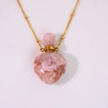 Collana a boccetta di profumo in agata fiore di ciliegio a cuore con catena d'oro - Agata Sakura