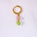 Pendientes de aro en acero inoxidable dorado 14K con cuentas cuadradas de piedra natural rosa y verde - Estilo de Cuentas Cuadradas Rosa y Verde (17)