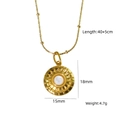 Gold necklace with sunburst pendant and white shell inlay, 40+5cm length - Sun Pattern White Bead - White Shell (XBN260903-白贝-6)
