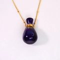 Pendaglio per boccetta di profumo a goccia viola scuro con catenina dorata - Ametista 2
