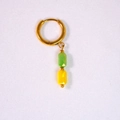Pendiente barroco con cuentas verdes y amarillas y aro de acero inoxidable oro - Estilo de Cuentas de Columna Verde y Amarillo (20)