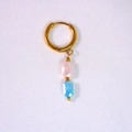 Pendientes de aro dorados con cuentas rectangulares rosas y azules y perla - Estilo de Cuentas Rectangulares Rosa y Azul (21)