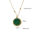 Gold stainless steel necklace with green natural stone pendant, size 15mm by 18mm - Twisted Texture Green Pendant - African Jade (XBN260903-非洲玉-2)