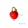Detailed view of red enamel apple charm with size dimensions and weight info - Mini Red Apple Style (XB2506014)