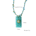 Detail of Amazonite pendant with starburst inlay and colorful hand-woven cord necklace - Amazonite Rectangle Pendant (XB2506007)