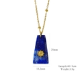 Halskette aus Lapislazuli und Edelstahl mit goldenem Sonneninlay und Perlenkette - Lapislazuli