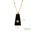 Minimalistische schwarze Trapez-Halskette mit Sternmuster und goldener Edelstahlkette - Schwarzer Achat