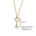 Titanstahl Goldene Schlüsselhalskette mit Zirkonia-Herzanhänger 16,6 mm x 7,8 mm - Herz Schlüssel Strass Stil