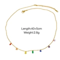 Goldperlenkette mit bunten Kristallanhängern und 40+5cm verstellbarer Kette - Farbiger Kugelkette Stil
