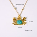 Golden crab pendant necklace with turquoise stone and delicate gold bead chain - Amazonite Crab Necklace