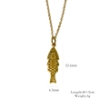 Collar minimalista con colgante de pez 3D chapado en oro 14k y textura de mar - Estilo de Pez Dorado Pequeño Exquisito (XB357003)