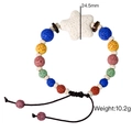 Bracciale regolabile in perle di pietra lavica con ciondolo a stella e acciaio inossidabile - Centro Stella Grande Pietra Lavica Multicolore (XB2508013)