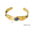 Bracelet jonc en acier inoxydable doré 18K avec lapis-lazuli et pierres turquoise - 16mm de Large / Lapis-lazuli