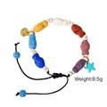 Bracciale in pietra lavica con ciondoli stella e conchiglia a cordoncino regolabile - Ciondolo Conchiglia Stella Pietra Lavica Multicolore (XB2508014)