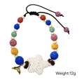 Bracciale in pietra lavica con stella e ciondolo a coda di pesce dorata su corda - Ciondolo Coda di Pesce Centro Stella Pietra Lavica (XB2508015)