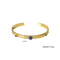 Brazalete dorado de acero inoxidable con tres piedras naturales azules e incrustaciones - Lapislázuli