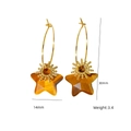 Boucles d'oreilles étoile dorée avec pierre œil de tigre naturelle et détails - Oeil de tigre