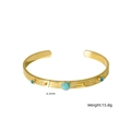 Brazalete dorado de acero inoxidable con piedra turquesa azul y cristales finos - Amazonita