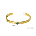 Brazalete de acero inoxidable dorado con piedra natural verde y circón, ancho 6,2 mm - Jade Africano