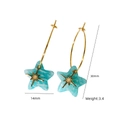 Créole en acier doré avec pendentif étoile en pierre naturelle turquoise élégante - Amazonite