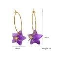 Luxury gold star drop earrings with purple natural stone charms for women in 30mm size - Purple Crystal
