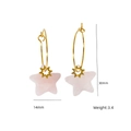 Star-shaped earrings with rose quartz stone pendants and gold stainless steel hoops - Rose Quartz