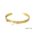 Brazalete de acero inoxidable dorado de 6,2mm con piedras preciosas rosa y verde - Piedra del sol