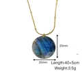 Collar de acero dorado con colgante redondo de labradorita de 20mm y destellos azules - Estilo de Cadena de Bolas en Disco (XB2507005)