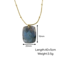 Collar de acero inoxidable dorado con colgante de labradorita 20x15mm y cadena 45cm - Estilo de Cadena de Bolas Rectángulo (XB2507007)