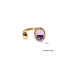 Bague ouverte plaquée or avec zircon ovale rose-violet et détail de perle dorée - Mauve Clair