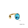 Bague en titane plaqué or minimaliste avec grand cristal bleu ovale et pierre de 15,2 mm - Bleu lac