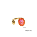 Vergoldeter Titanstahlring mit offenem Design und ovalem rosa Schmuckstein von 15,2 mm - Roter Opal
